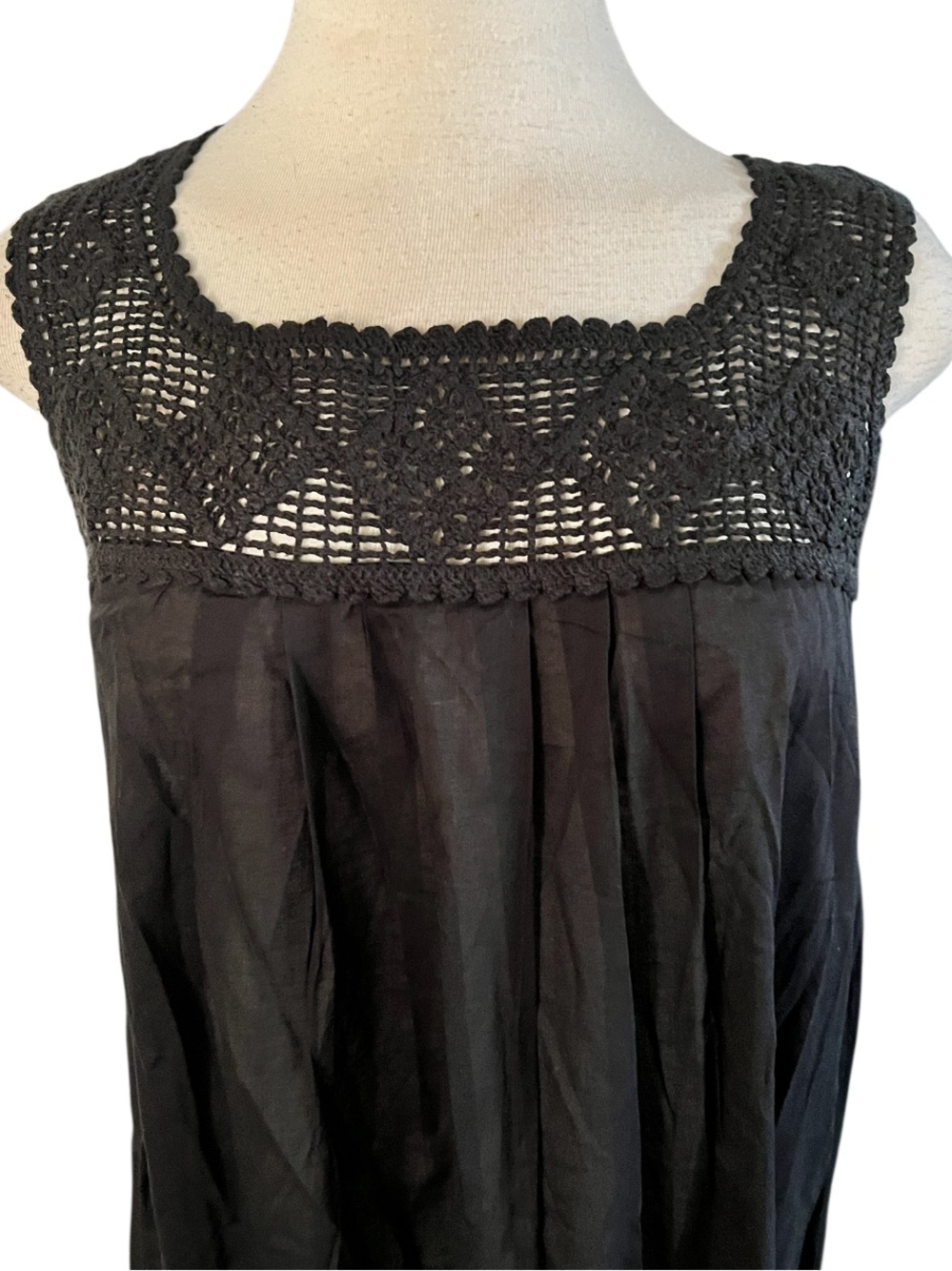 J. Crew Black Crochet-trim dress Black Midi (tie waist not included) Size XS NWT - Picture 5 of 8